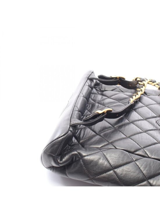 Chanel Backpack Quilted Black Lambskin Double Turnlock Chain